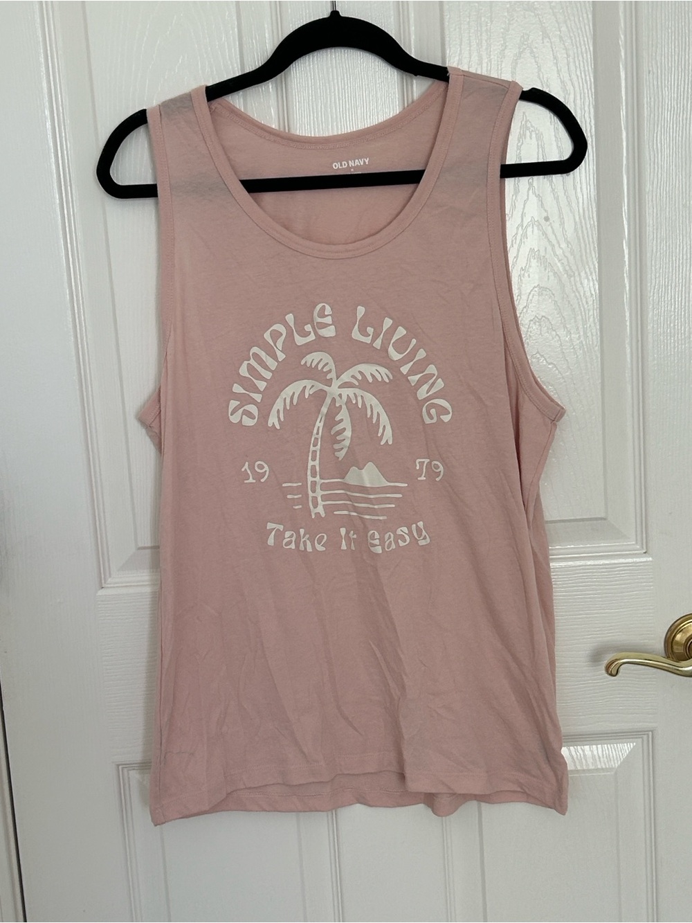 Old Navy Light Pink Palm Graphic Tank Top